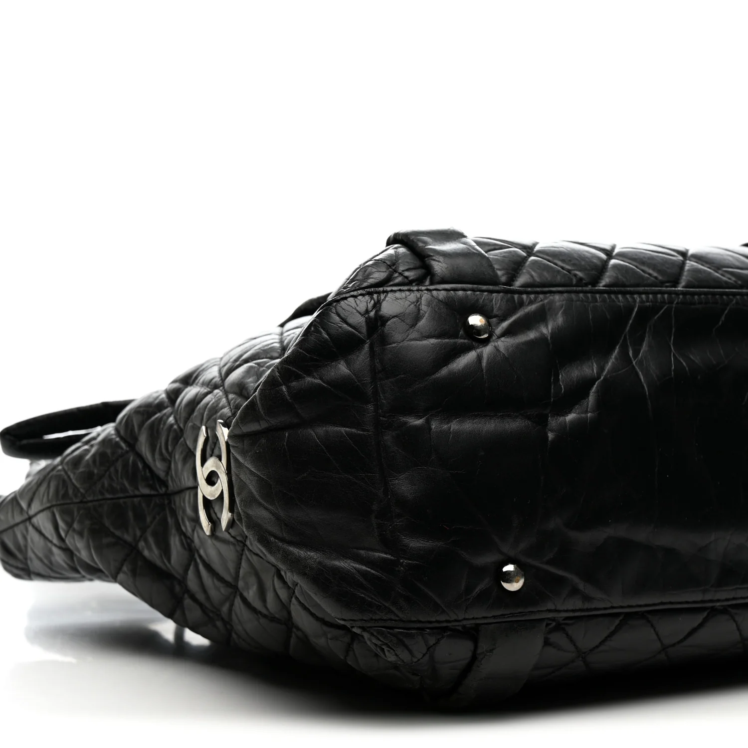 Distressed Lambskin Vintage Ligne Lady Braid Tote Black
