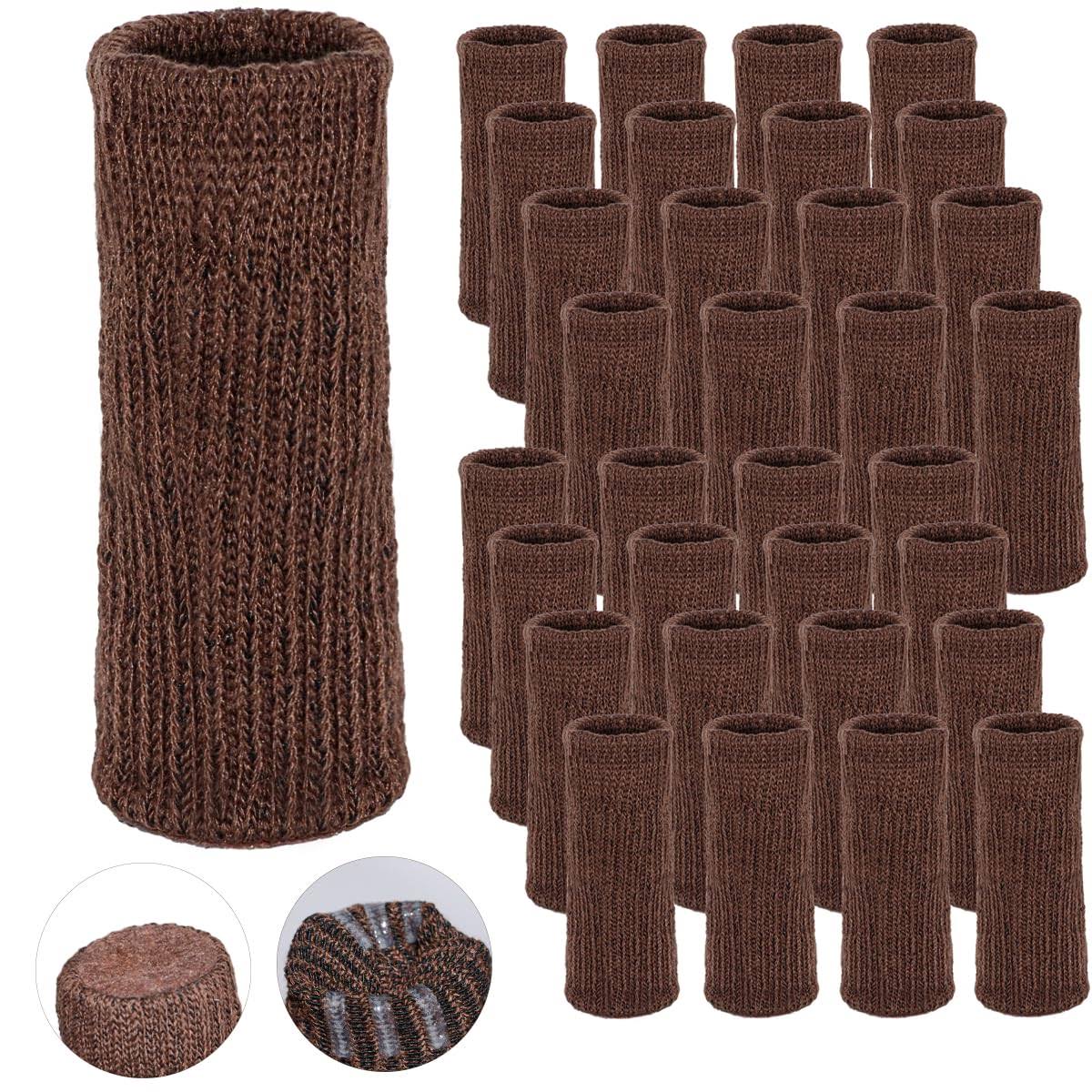 Morvat Brown Furniture Leg Socks for Table, Chairs, & Furniture, Large, 32 Pack