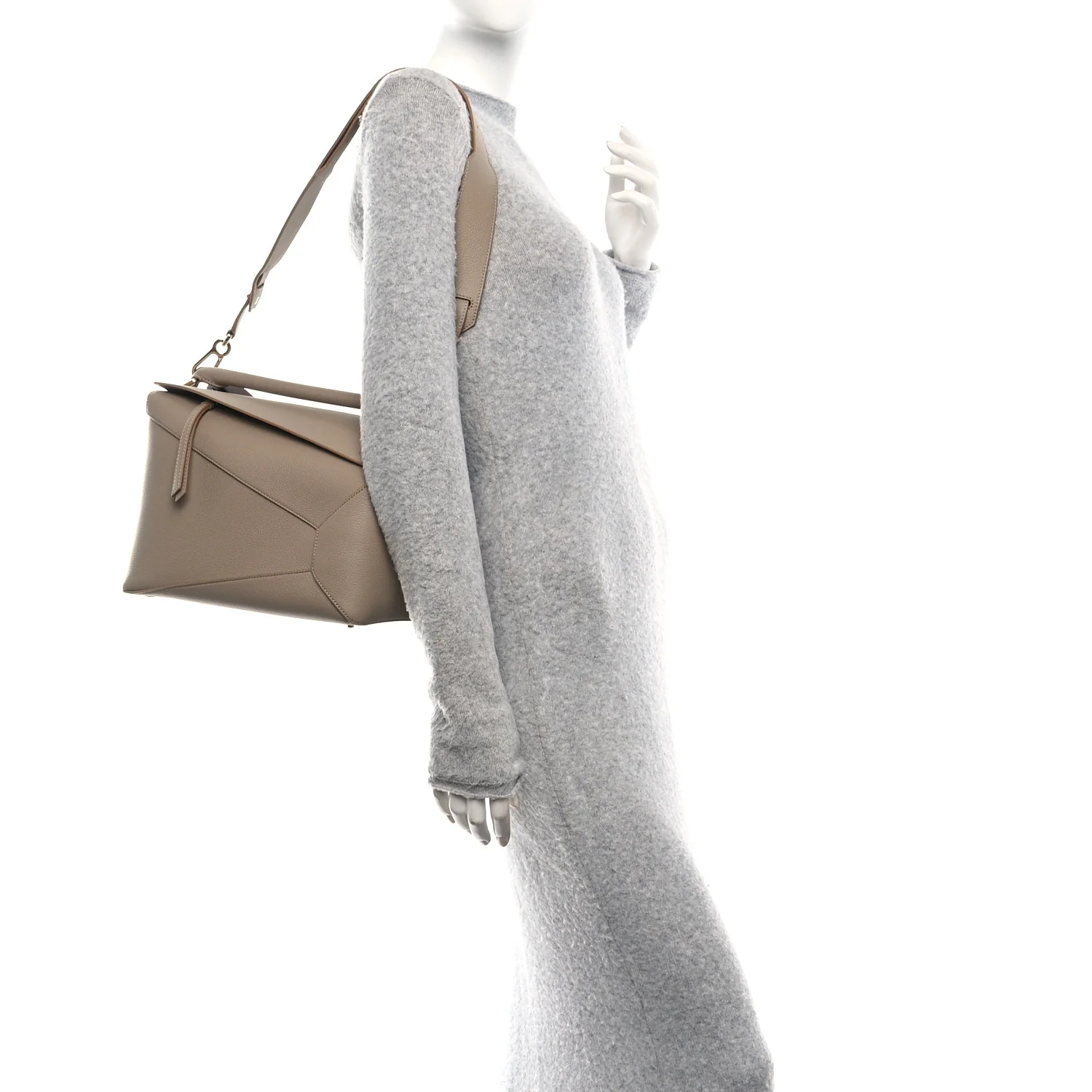 Calfskin Large Puzzle Edge Bag Sand