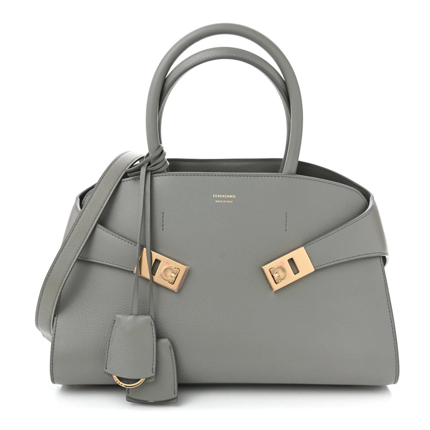Calfskin Small Hug Bag Ash Grey