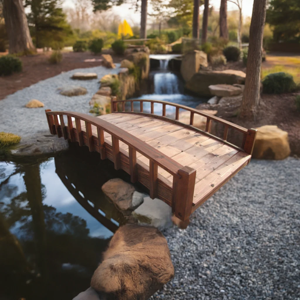 SamsGazebos 6 Foot Japanese Garden Bridge, Brown