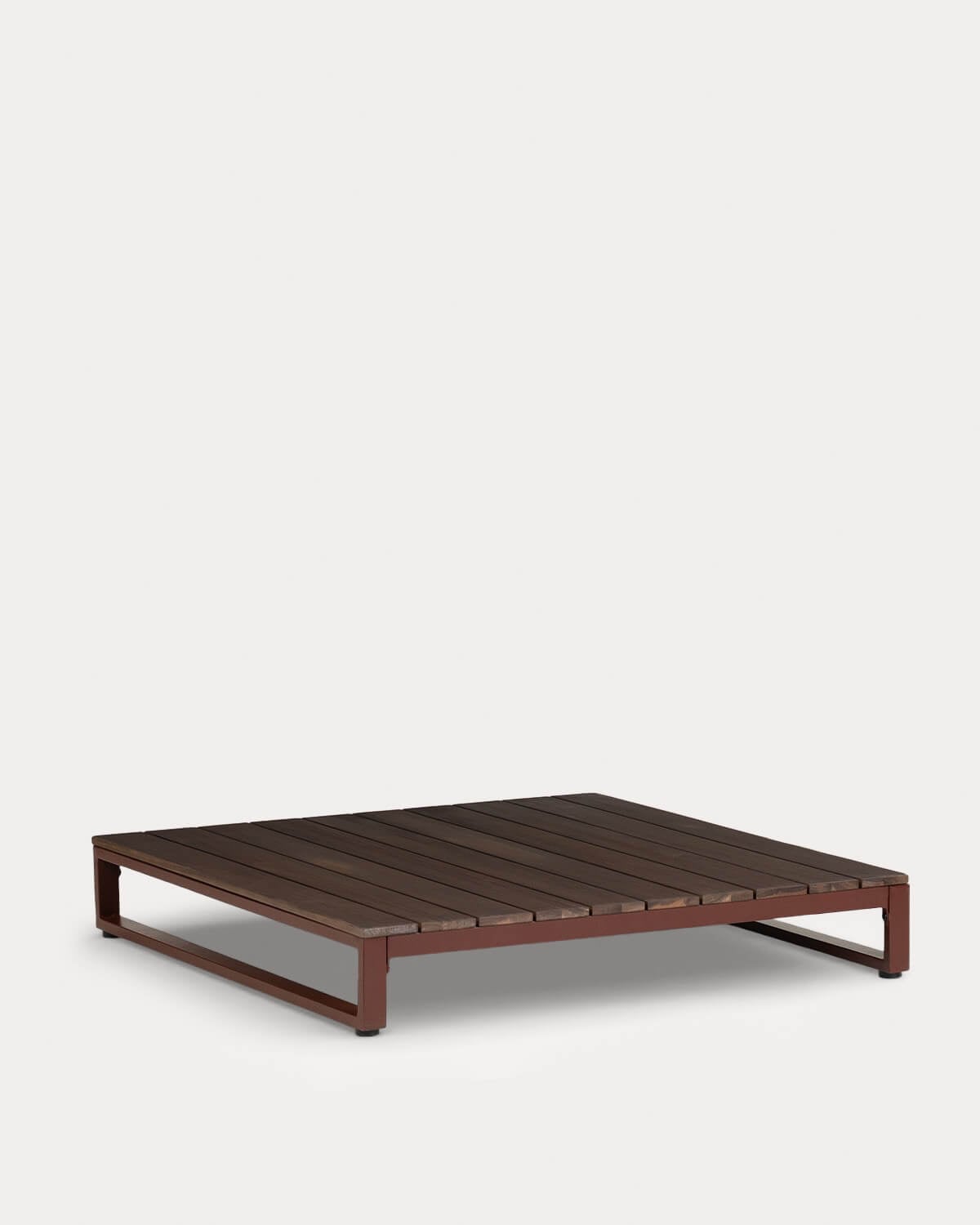 Kristen - Mesa de Centro de Exterior Cuadrada de Madera de Acacia y Metal (100x100 cm) Kristen