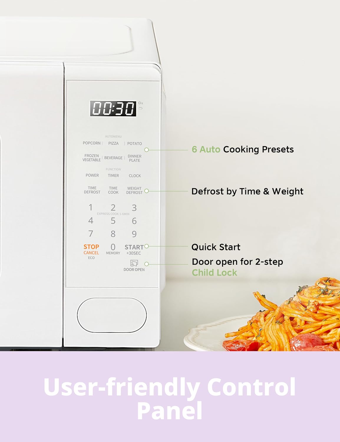 COMFEE' Countertop Microwave Oven 0.7 Cu.Ft, 700W, White, 11 Power Levels
