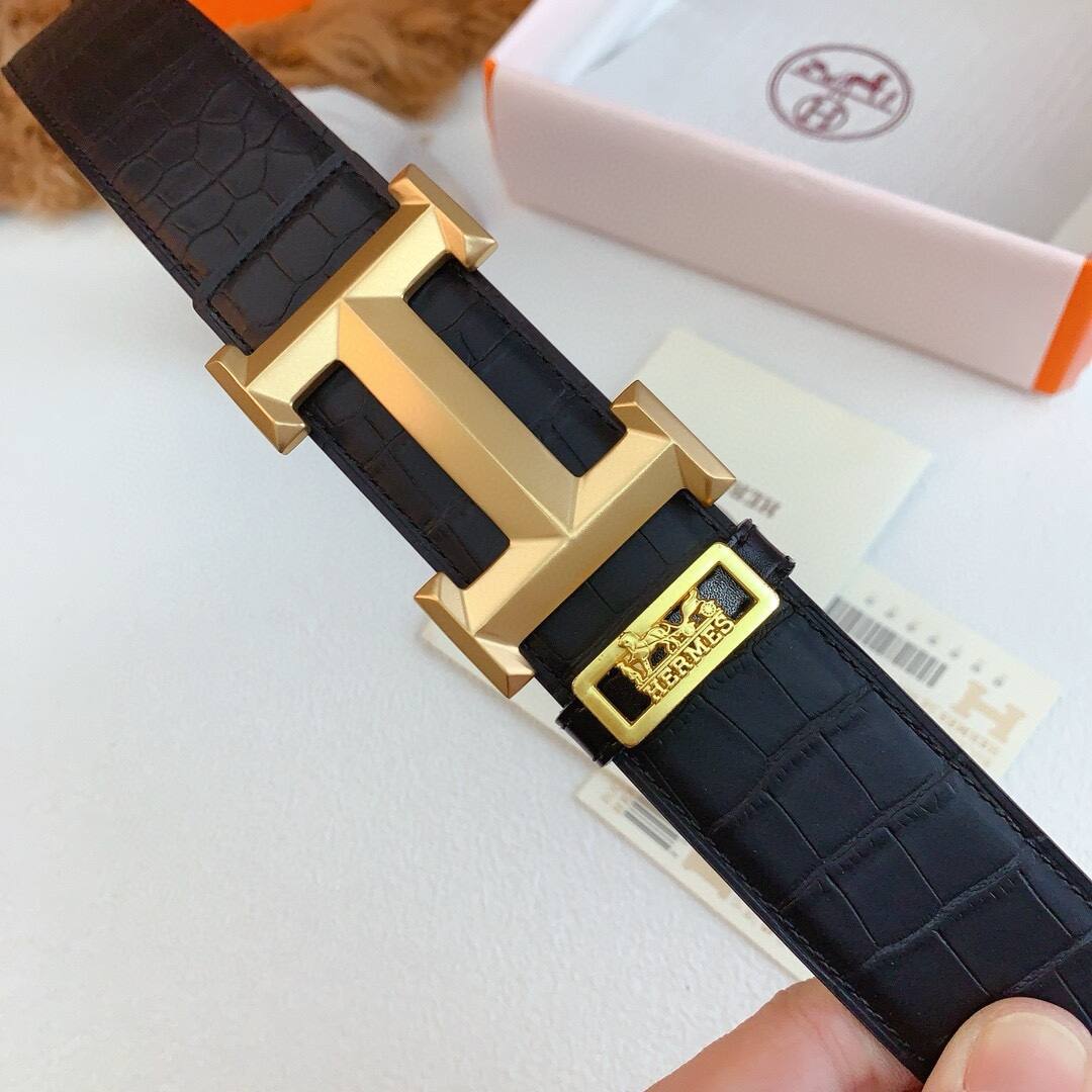 HERMES  本物の同期式高品質純鋼バックル、スモールクロコダイル腹パターンバージョン