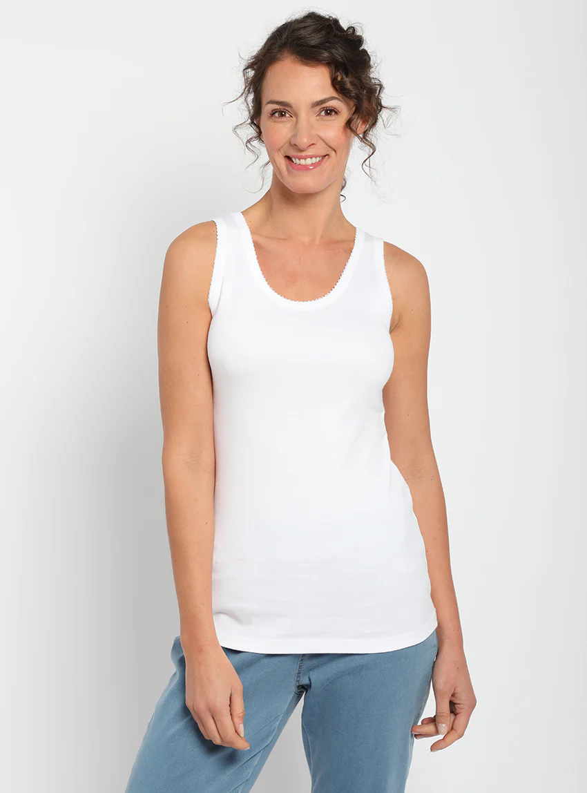 Débardeur femme en coton blanc