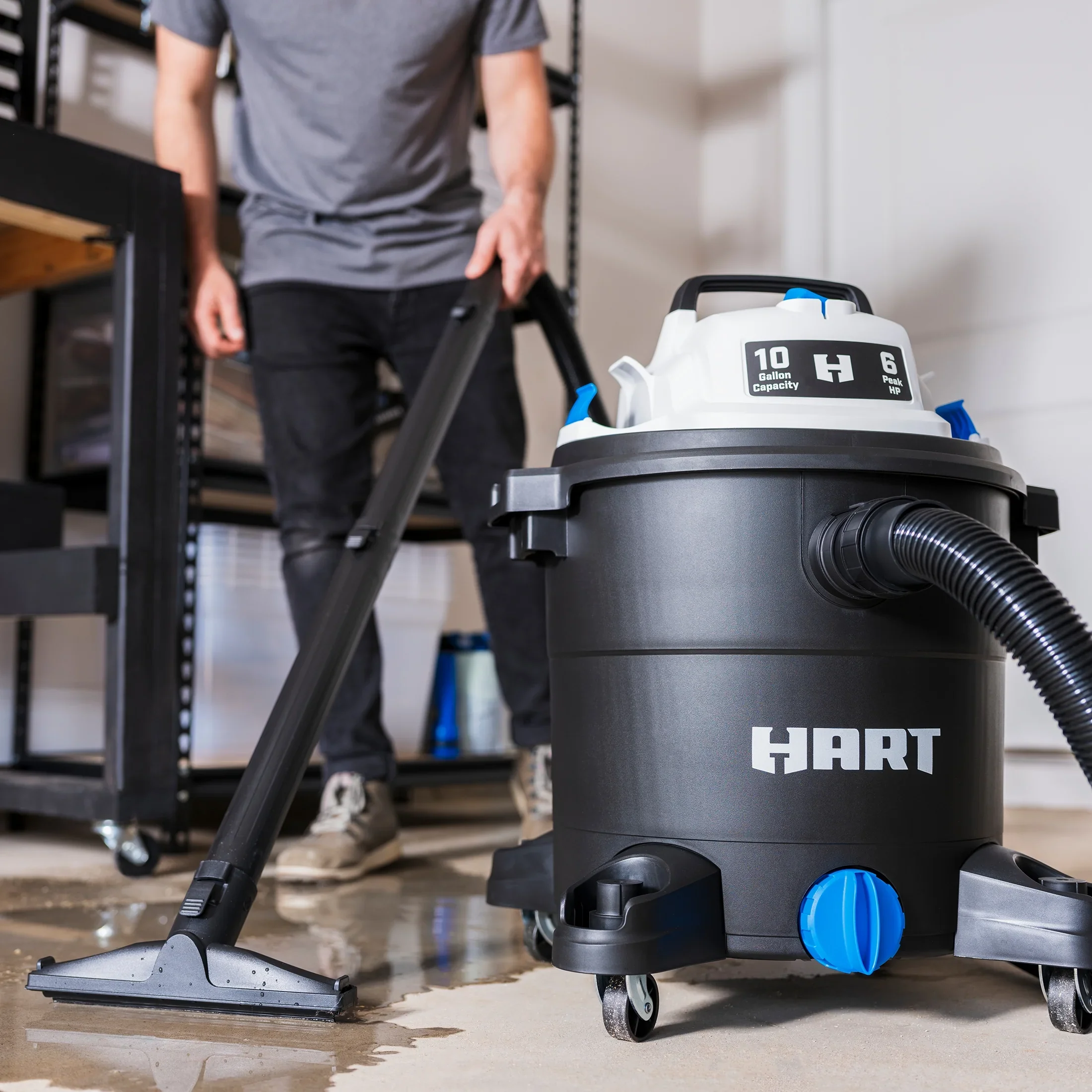 HART 10 Gallon 6 Peak HP Poly Wet/Dry Vacuum, VOC1012PF 3702