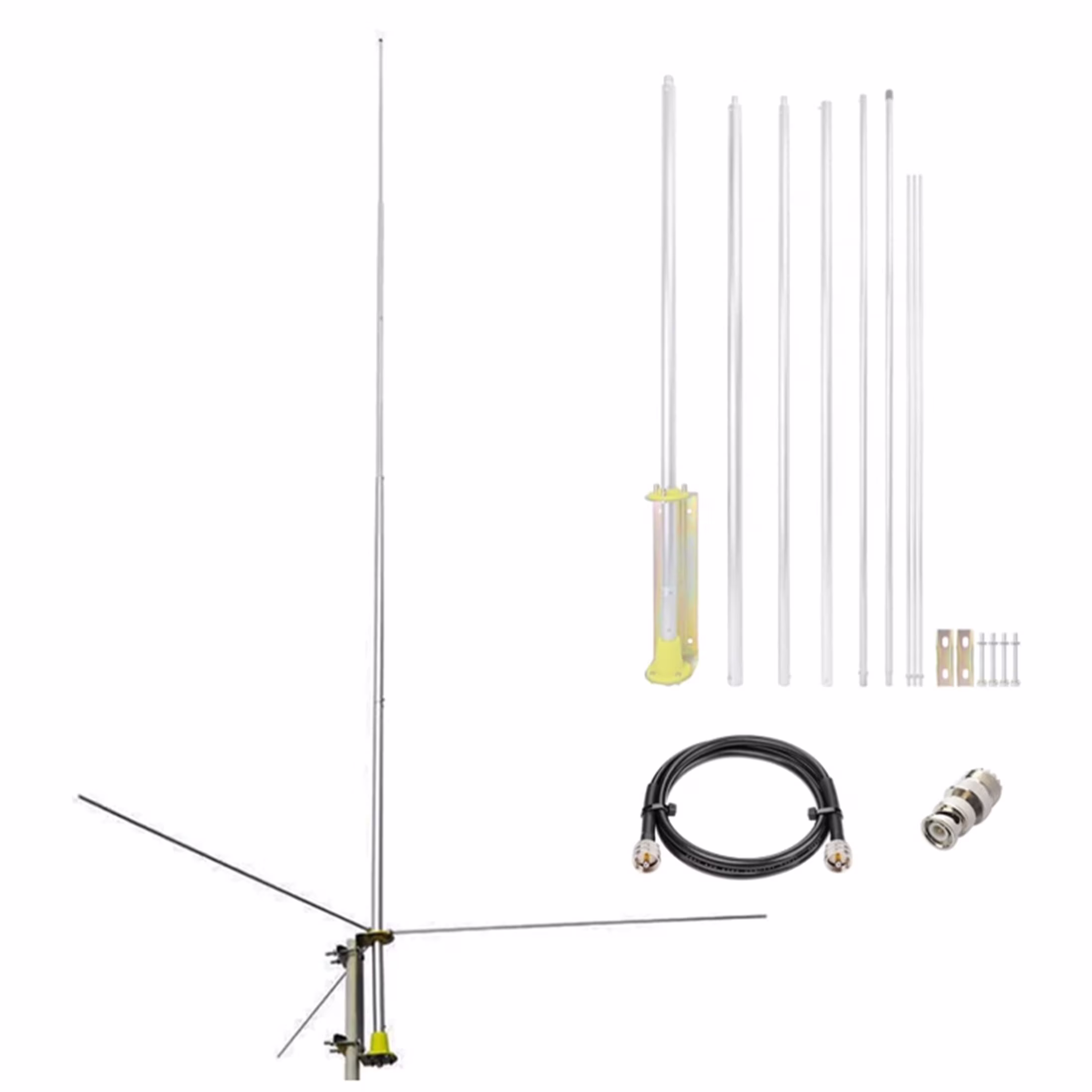 5.2meters 27mhz CB Base Antenna Ham Radio Base Station Antennas Kit with 10meter Cable PL - 259 BNC for Home Cobra Uniden Bearcat Mobile Ham CB Two Way Radio