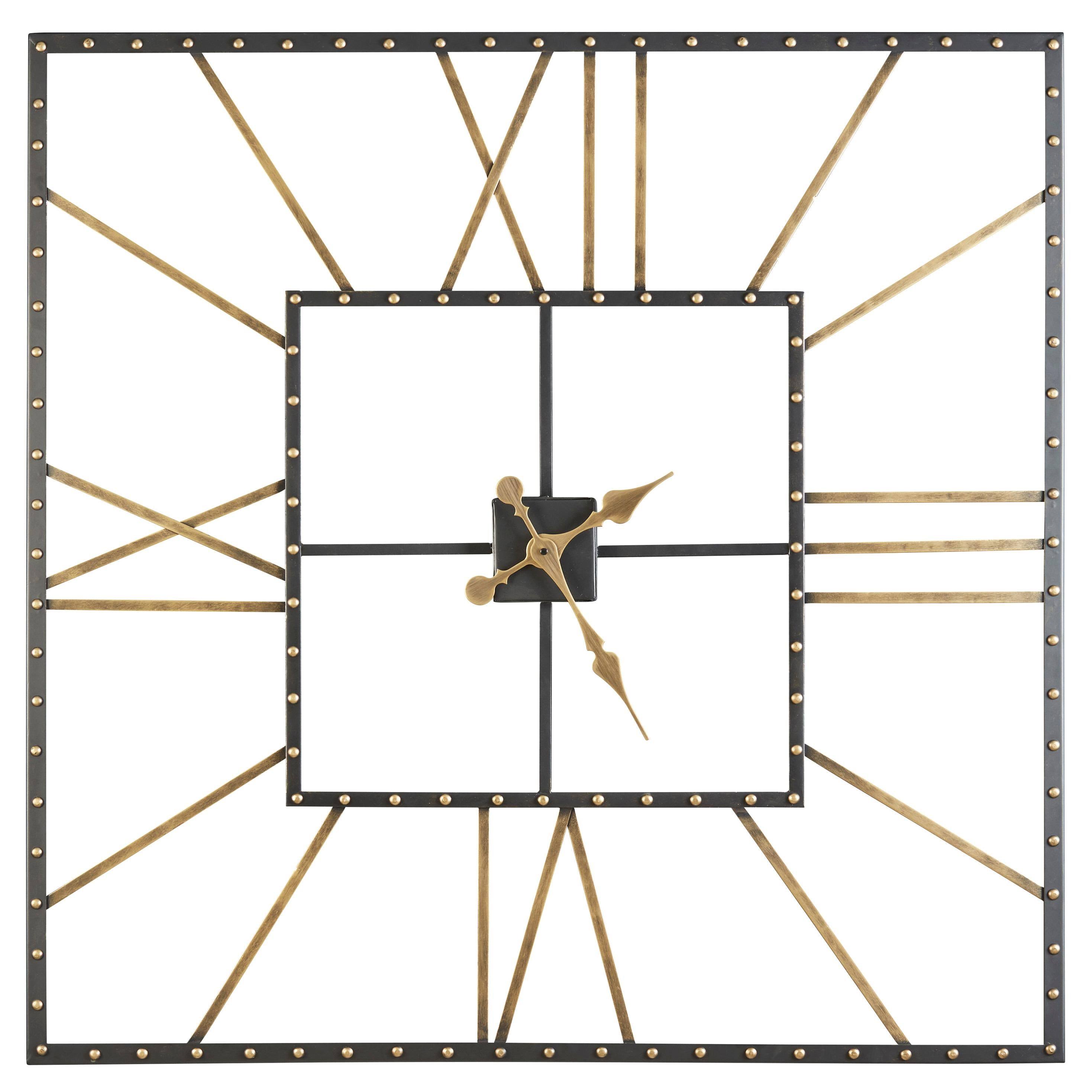 Thames Wall Clock, Black/Gold Finish by Ashley