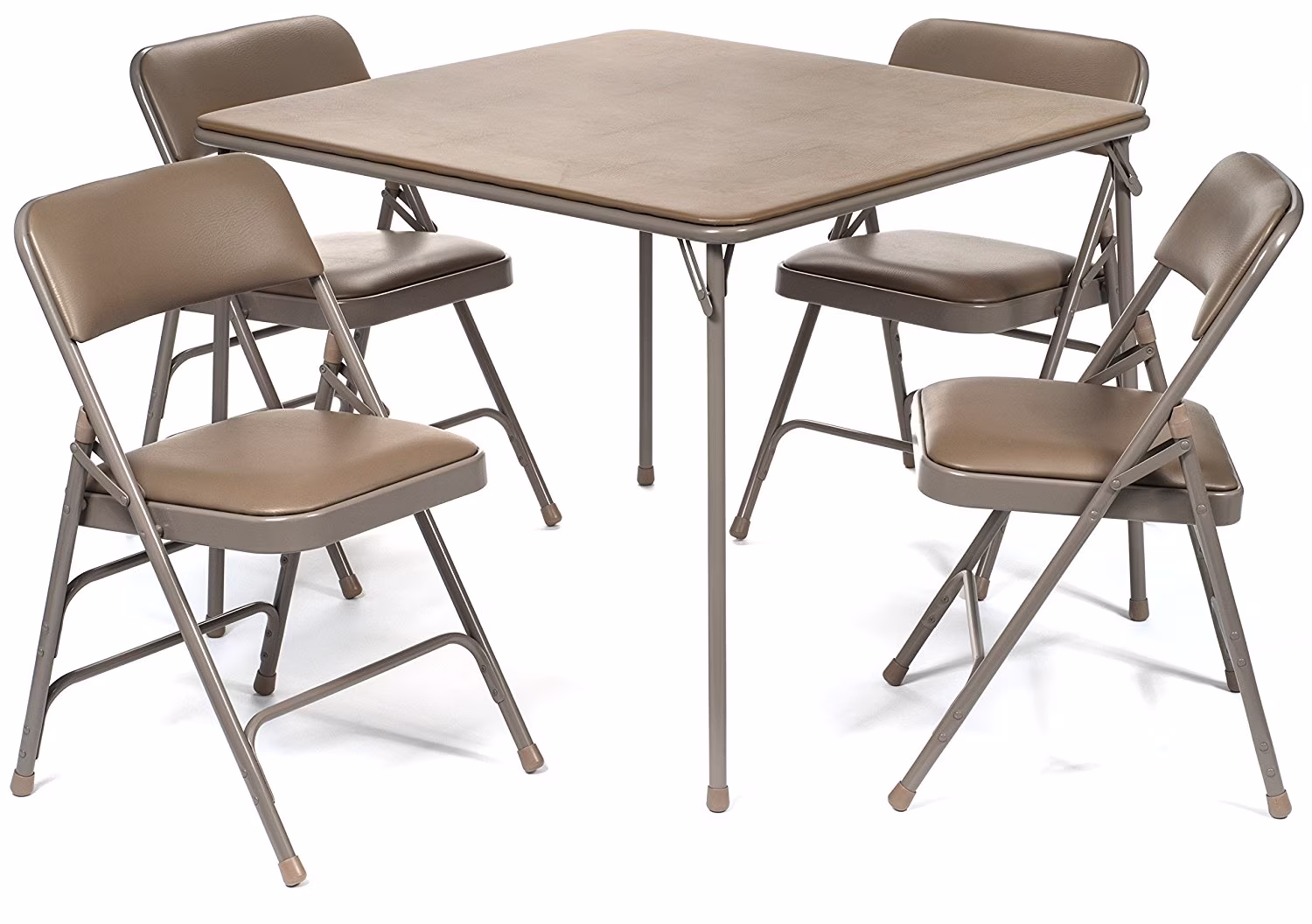 5pc. XL Series 4 Folding Card Table and Triple Braced Vinyl Padded Chair Set, Commercial Quality, Beige, 30(Beige)