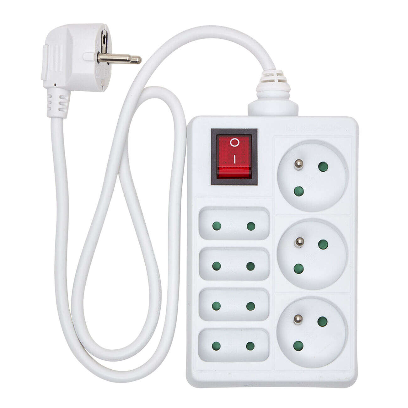 Bloc multiprise blanc interrupteur 7 prises