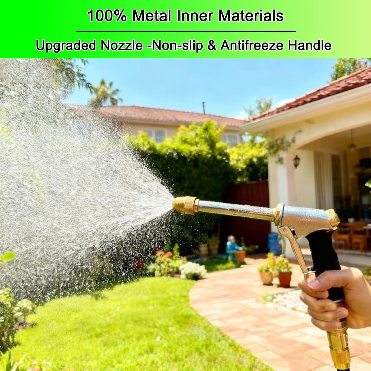 Heavy Duty Garden Hose Nozzle with Adjustable Brass Spray Tip