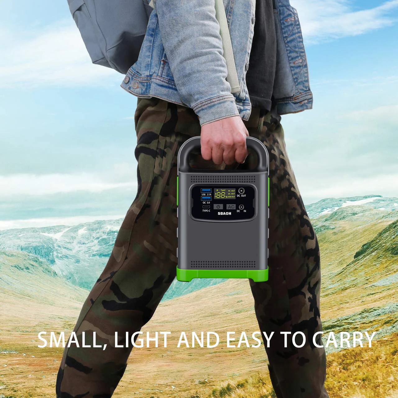 IFanze 120W Portable Power Station, 80Wh 20000mAh Outdoor Solar Generator Quick Charge 110V AC Outlets DC Ports for Home Backup, Outdoor RV Camping, Emergency Lithium Battery, Power Outages, Green Image 4