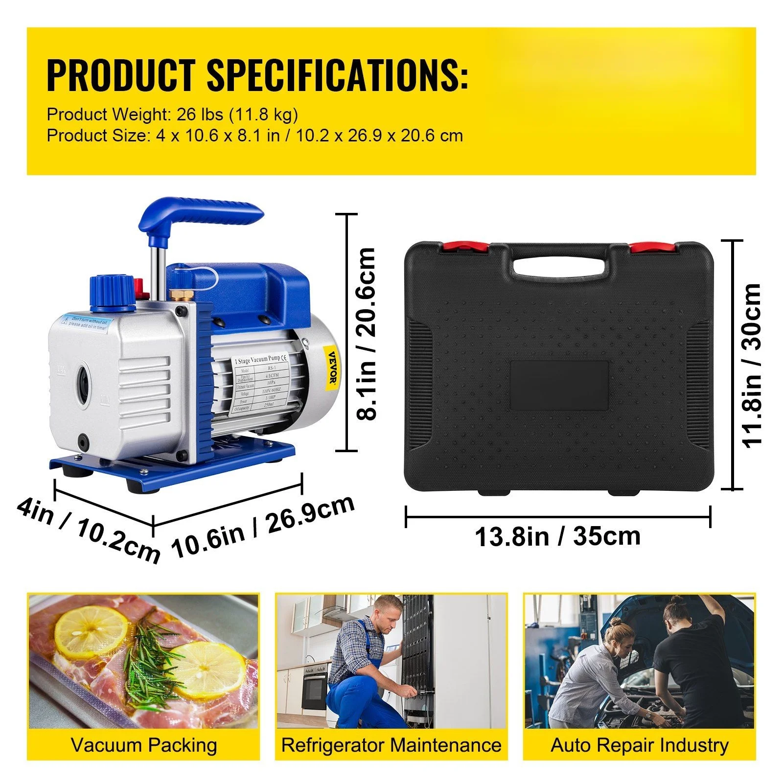 Vacuum Pump 4.8CFM 1/3 HP Single Stage HVAC A/C Refrigeration Kit 5PA Ultimate Vacuum Manifold Gauge Set R410A R134A R22 HVAC AC, 4-Way Manifold Gauge and Hose for Air Conditioning Systems - Image 7
