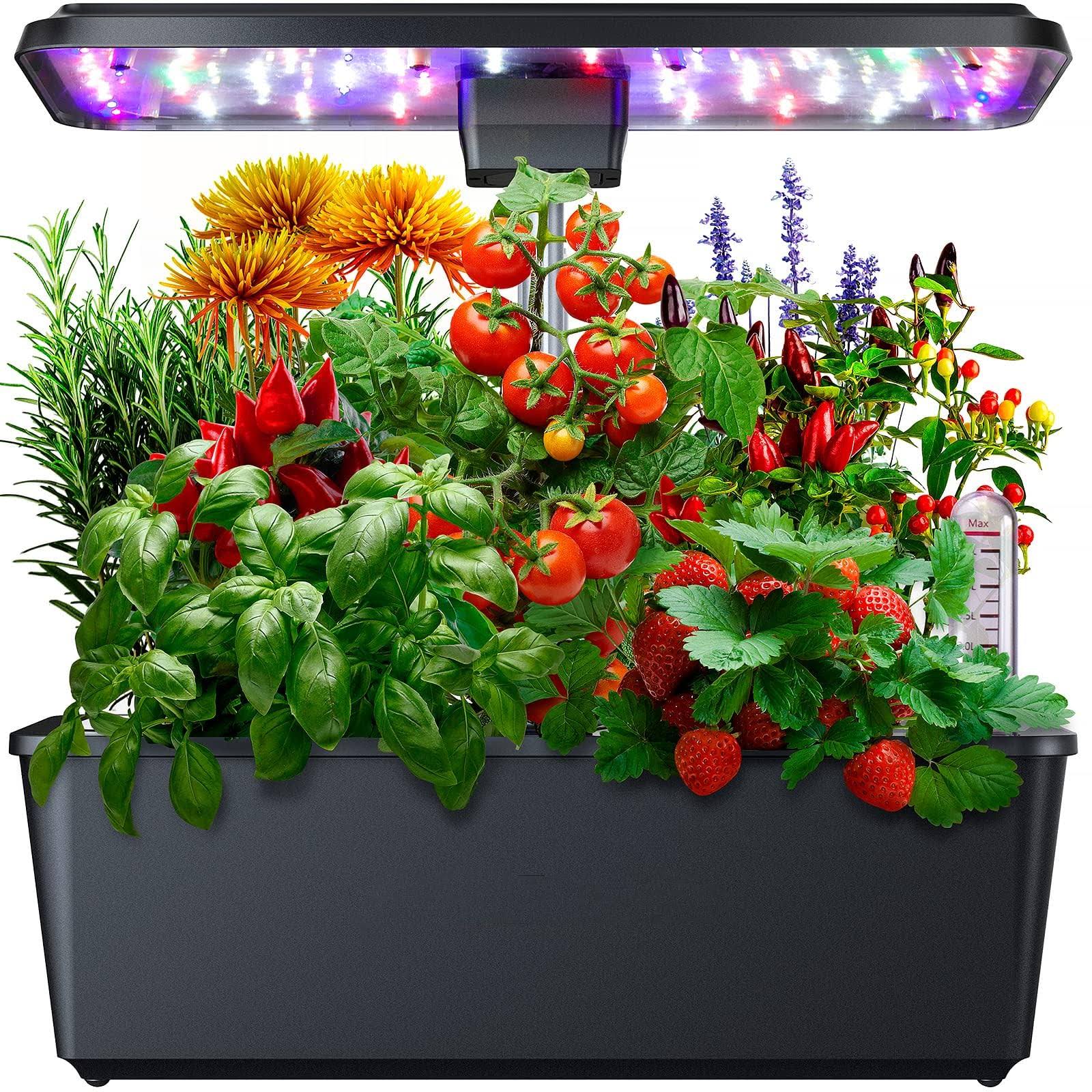 Adoolla Hydroponic System Grow Kit, 12 Pods Indoor Garden Hydroponic Growth System with 36W Full-Spectrum Plant 100pcs LED Grow Lights, 2 Planting Modes,