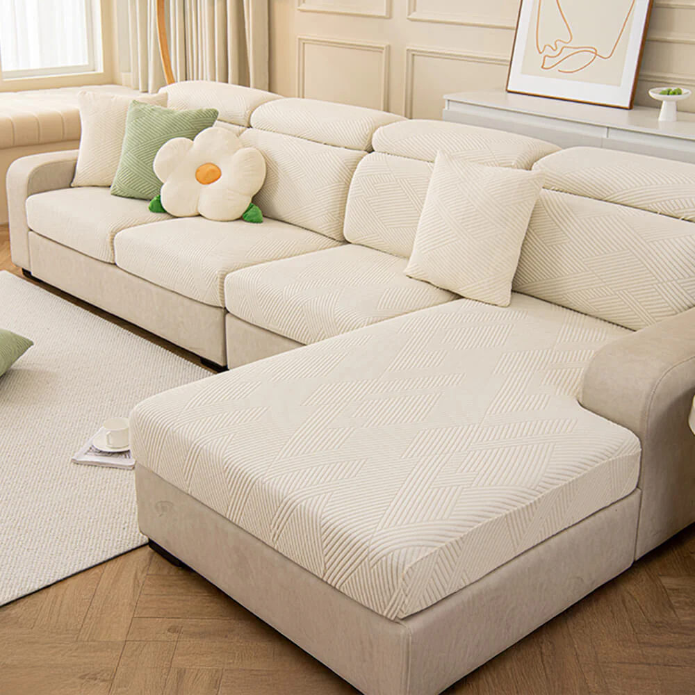 Modern Geometric Stretch Full-Wrap Magic Sectional Couch Cover