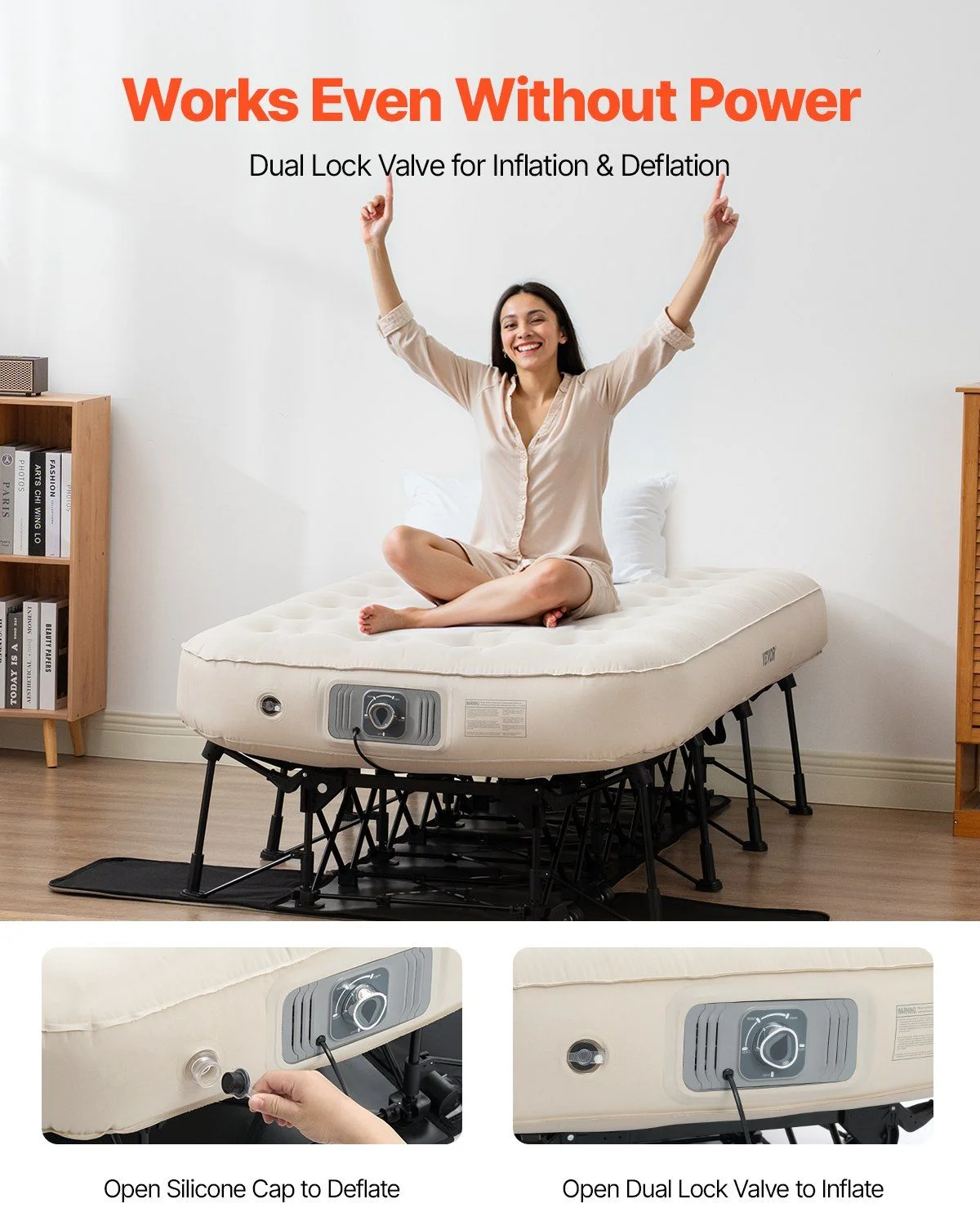 Air Mattress with Frame, Inflatable 1 Person Camping Cot with Built-in Pump, Portable Folding Air Beds Supports 300 lbs, Blow Up Anywhere Bed for Guests Camping Travel Indoor Outdoor Use - Image 6