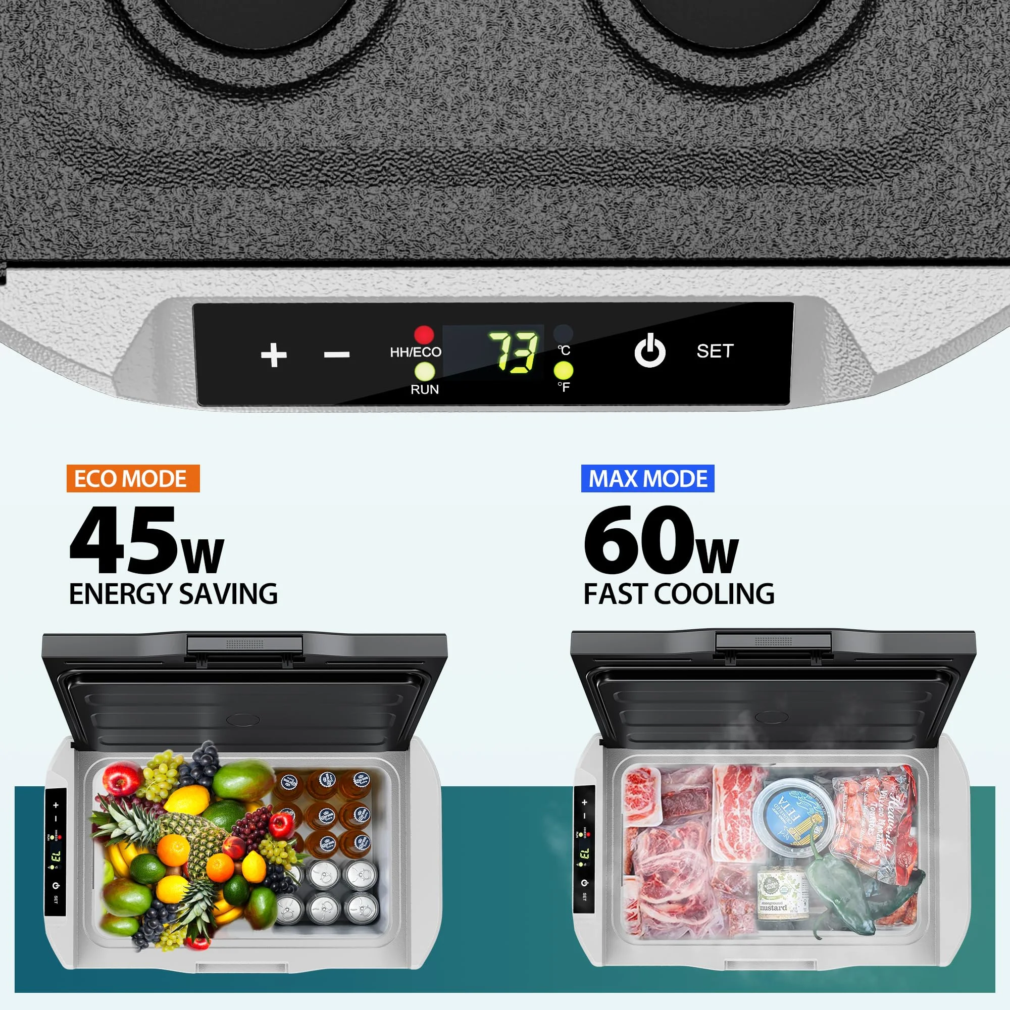 12V Car Refrigerator 32 QT with Touch Panel and Removable Divider - Image 4
