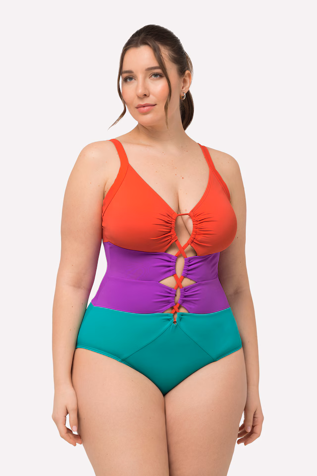 Colorblock Plunging Neckline Swimsuit