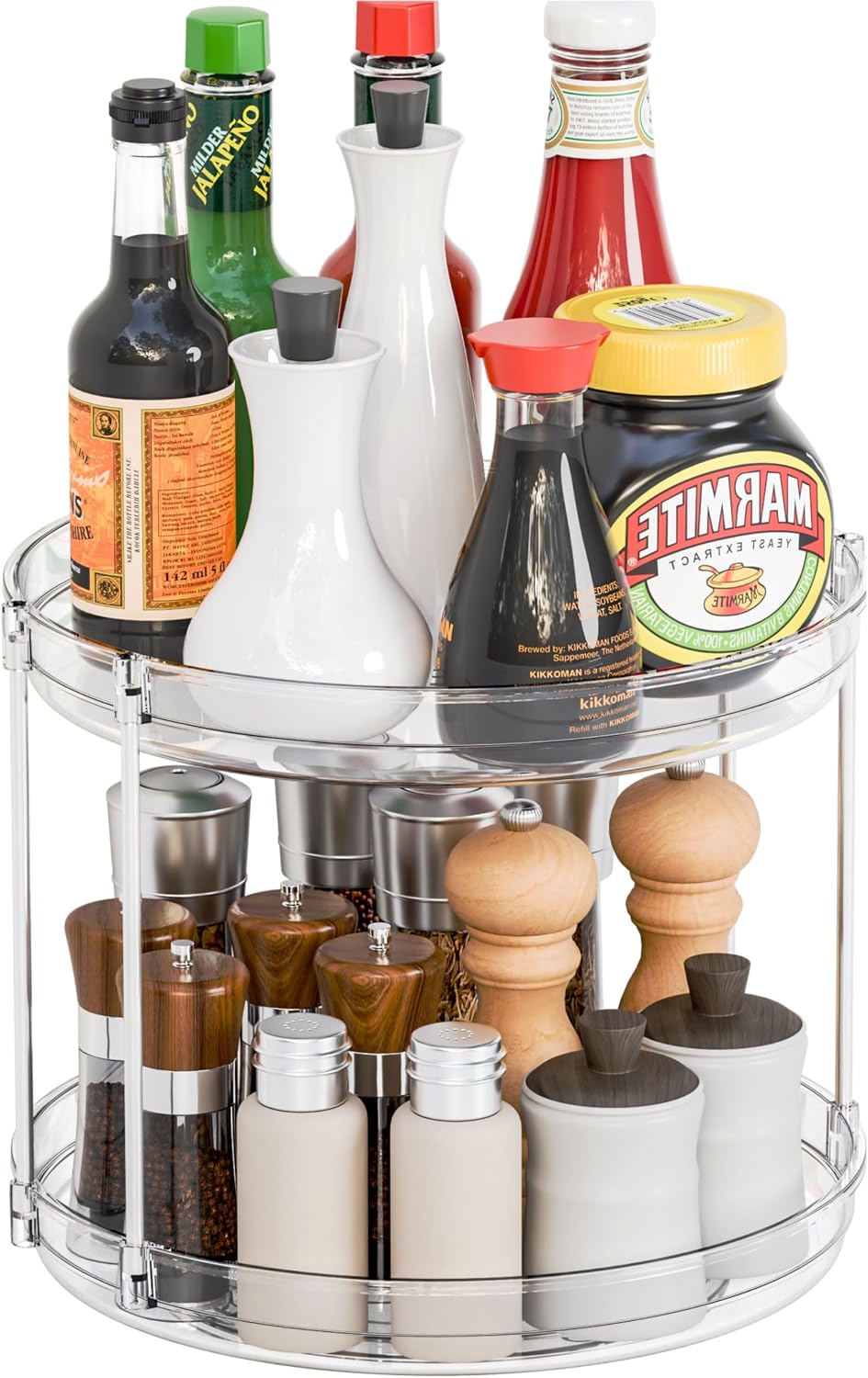 2 Tier Lazy Susan Turntable for Cabinet, Countertop, Pantry, 9.5