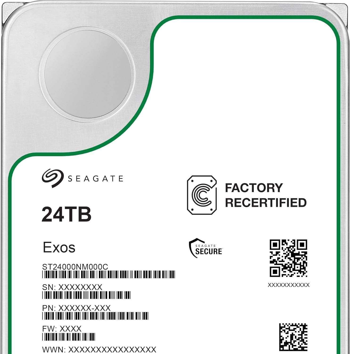 Seagate Exos X24 24TB Enterprise Hard Drive HDD SATA 6Gb/s 512MB Cache 7200 RPM 512e CMR Helium Sealed 3.5in Hard Drive ST24000NM000H (Renewed)