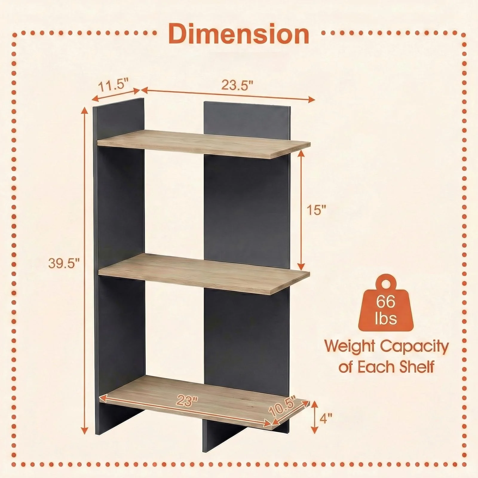 Tangkula 3-Tier Bookshelf Freestanding Bookcase(1/2)