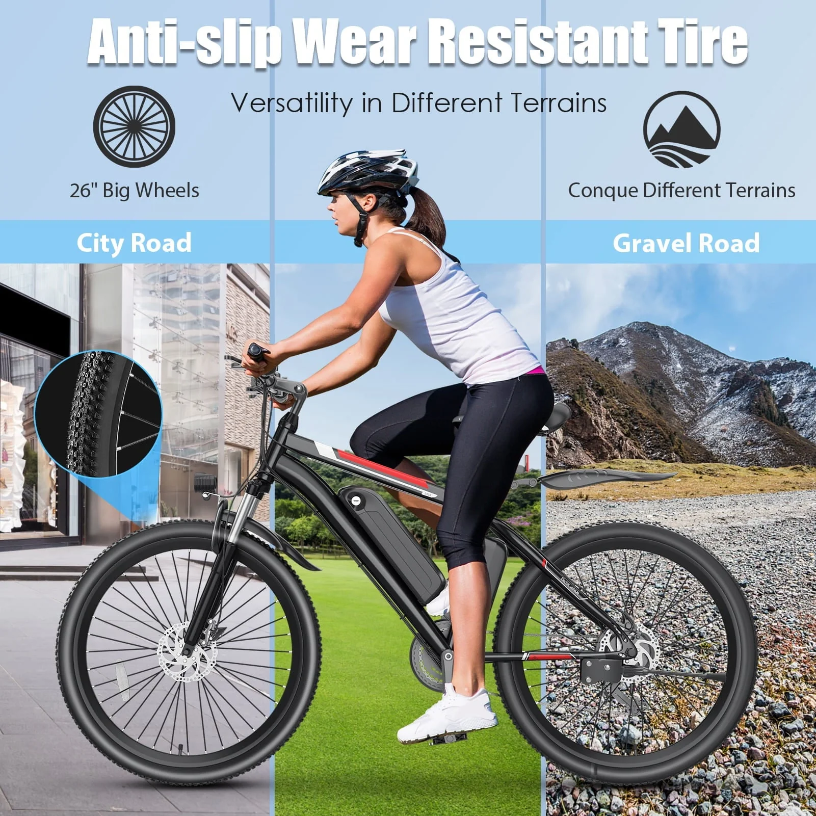 Elifine 500W Electric Bike for Adults, 26" Mountain Electric Bicycle with 5 Riding Modes Ebike, 48V 7 8Ah Battery, Shimano 21 Speed 19 8 mph Aluminum Alloy Electric Commuter Bike up to 50 Miles Image 7