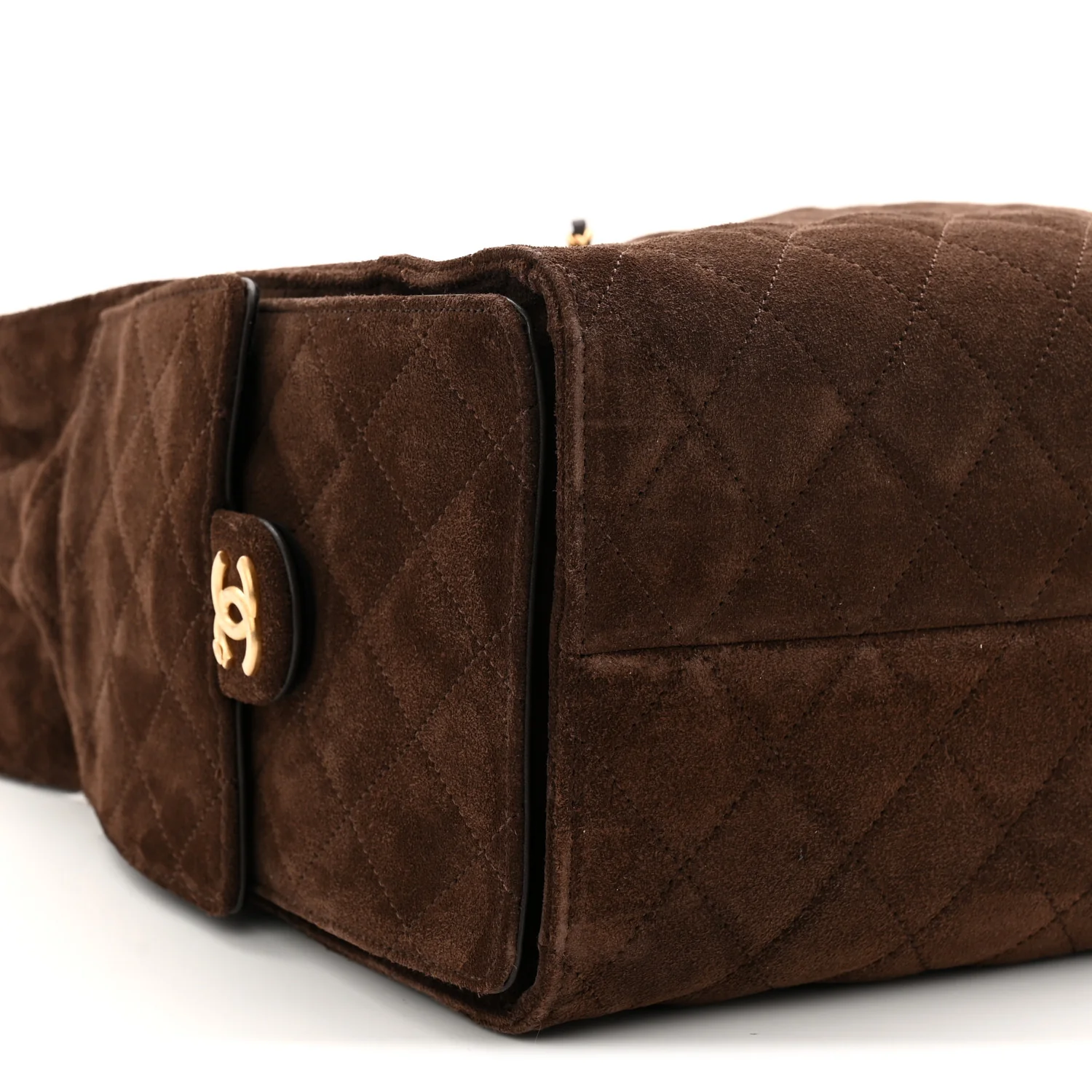 Suede Quilted Medium Chanel 25 Handbag Dark Brown