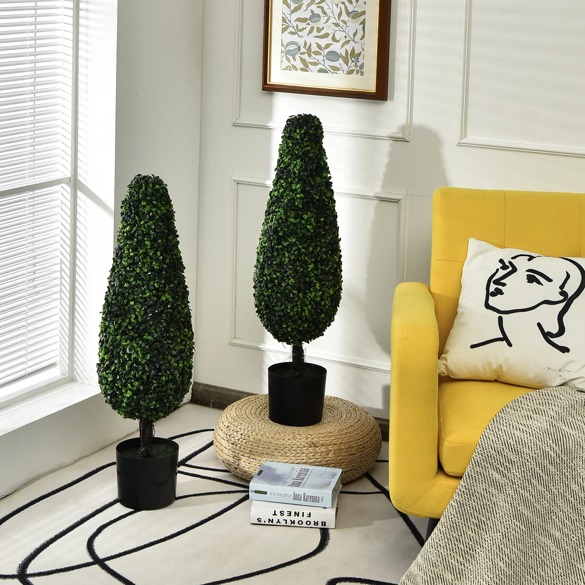 2 Pack 3FT Artificial Tower Topiary Tree UV Resistant Indoor Outdoor - Image 3