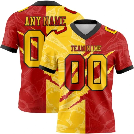 Custom Red Yellow-Black Mesh Gradient Fashion Scratch Jersey
