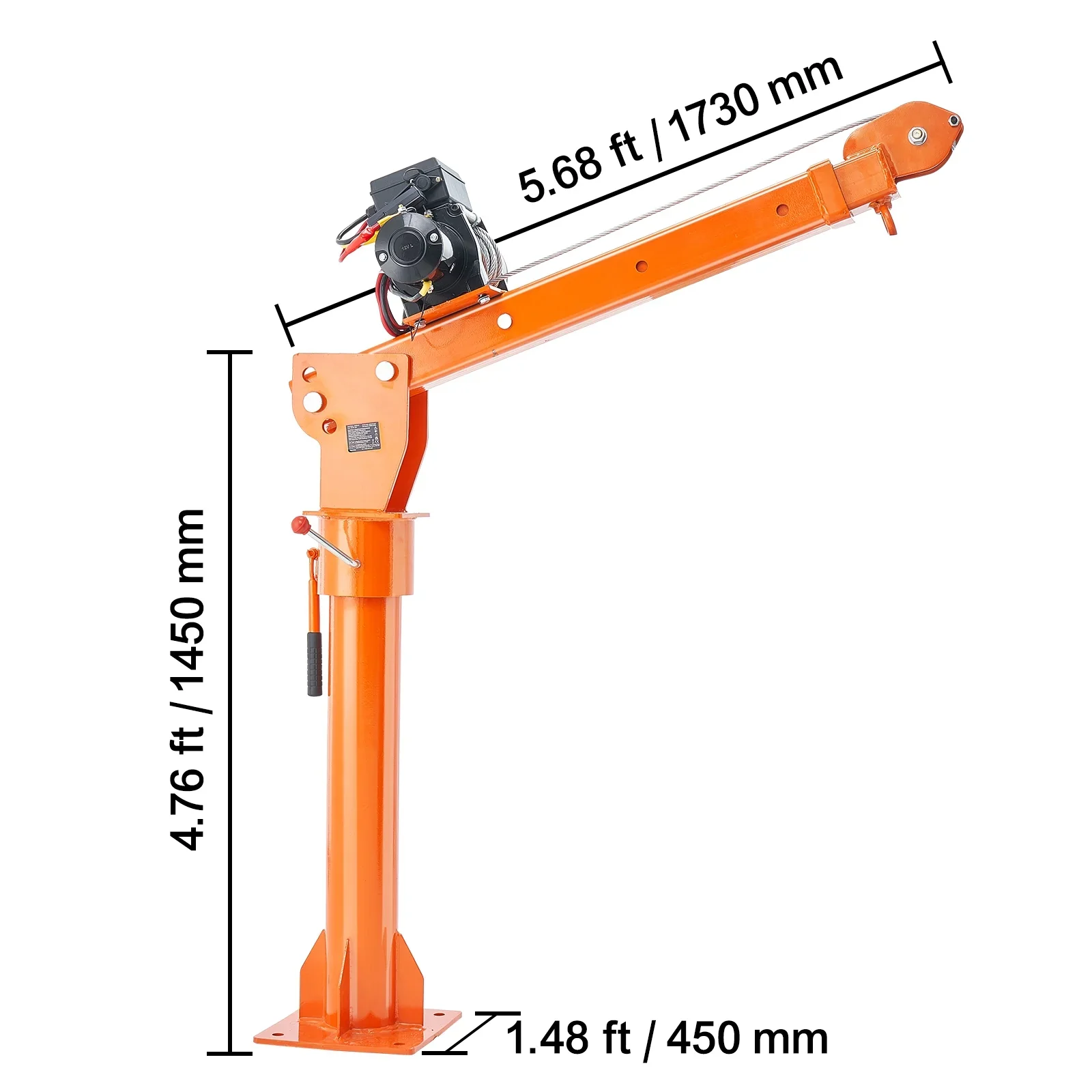 KFFKFF Power-Operated Truck Crane, 2200 lbs, Collapsible Truck-Bed Mounted Crane with 6000 lbs Electric Winch, Steel-Made Truck Jib Crane Hoist with 360�� Rotation