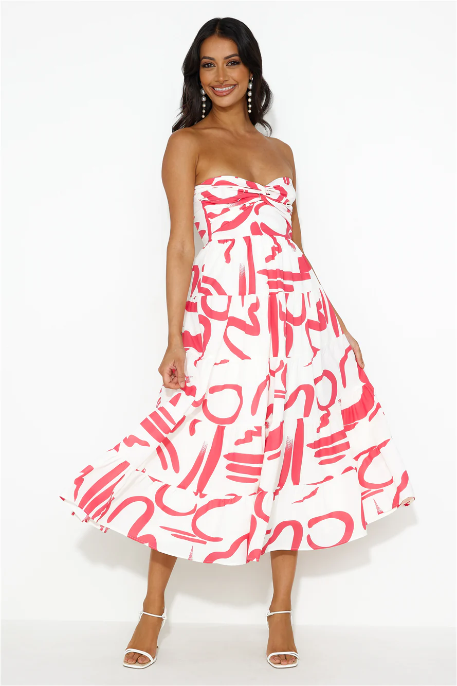 Desires Of You Strapless Midi Dress Pink