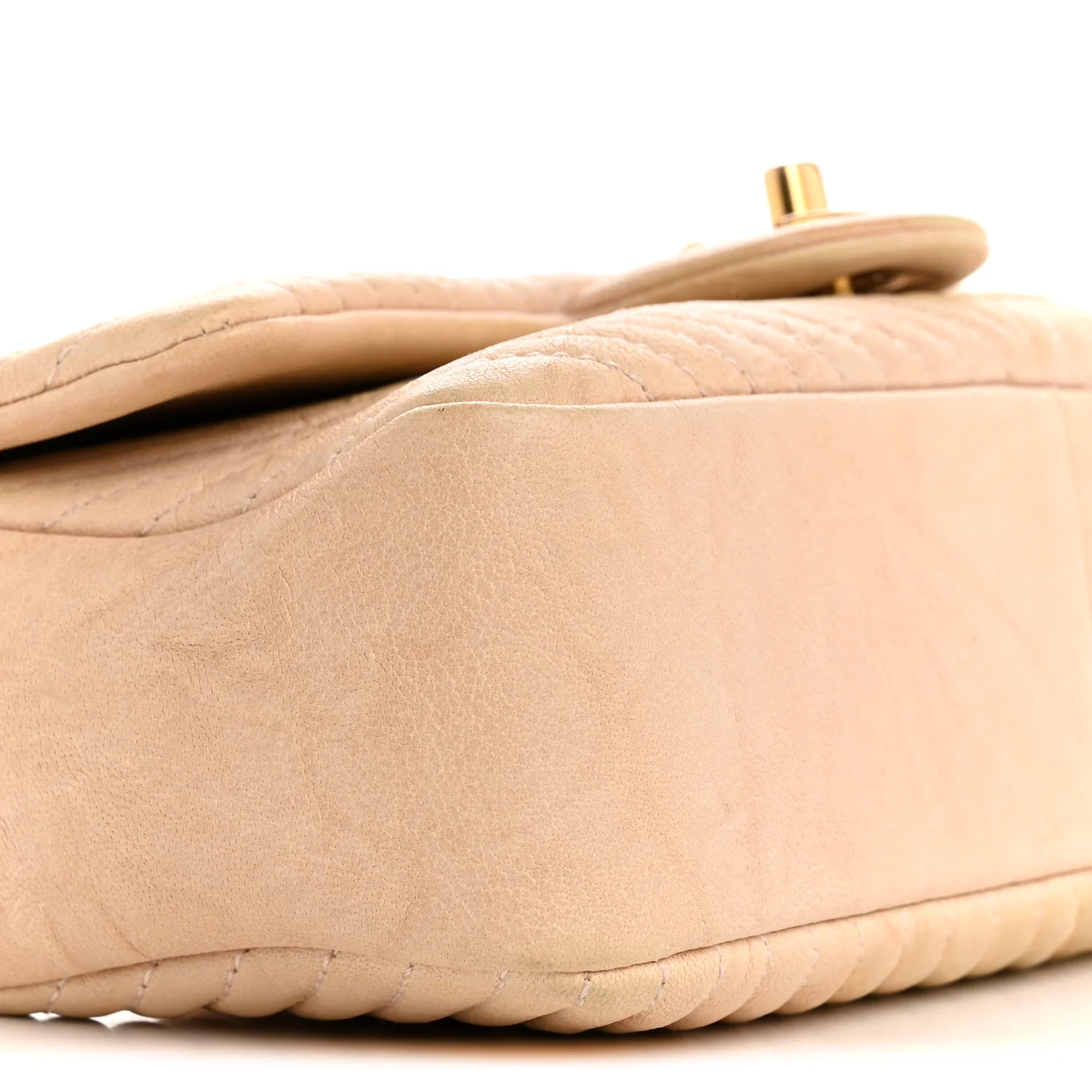Calfskin Chevron Small Surpique Flap Beige