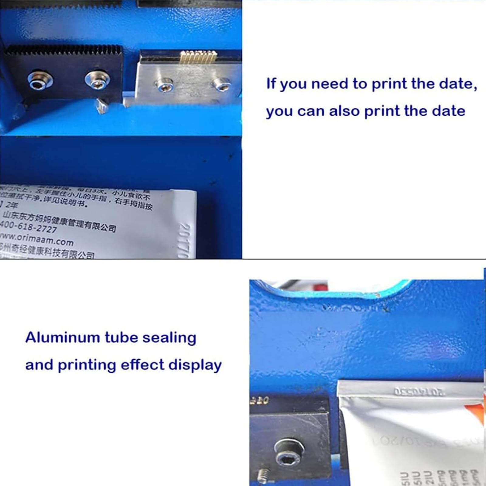 Manual Tube Crimping Sealing Machine, Can Emboss 2 Patterns, Manual Tube Sealing Machine, with Date Letter Coder