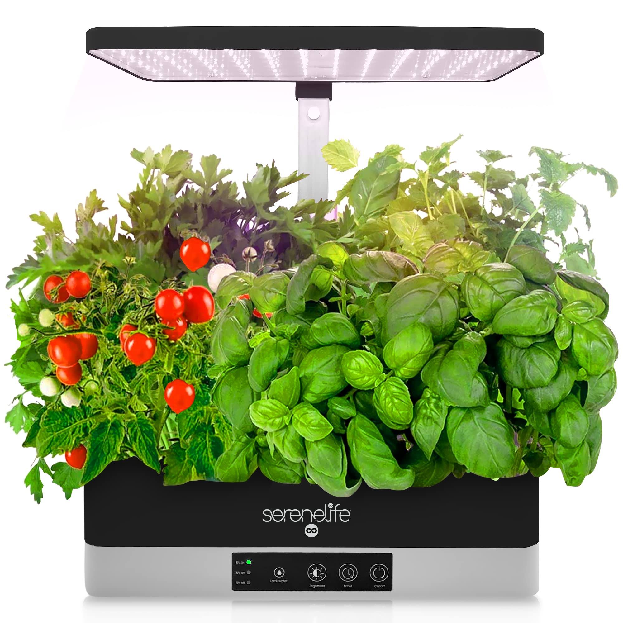 Serenelife Smart Indoor Garden - Indoor Herb Garden with LED Grow Lights Panel (Black)
