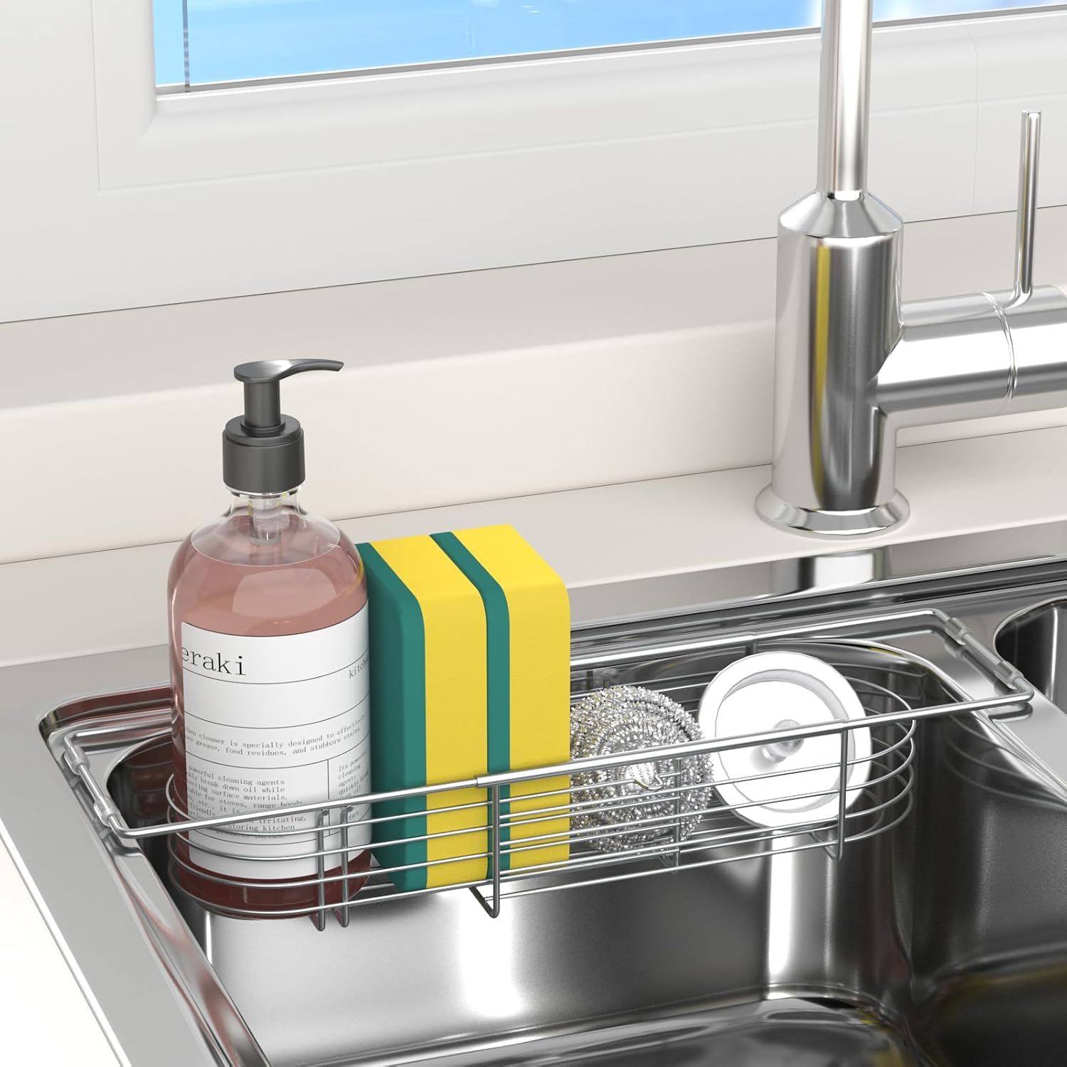 Sink Caddy Sponge Holder Kitchen Sink Organizer Expandable 13.4