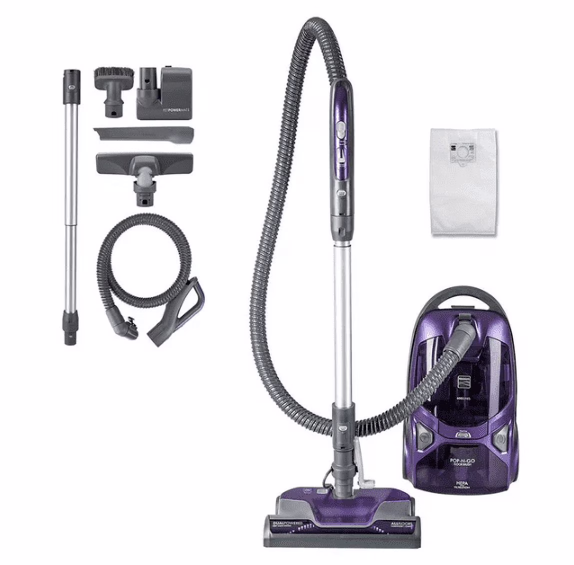 Pet Friendly Lightweight Bagged Canister Vacuum Cleaner with Extended Telescoping Wand, HEPA, 2 Motors, Retractable Cord, and 4 Cleaning Tools, Blue(Blue) - Image 3