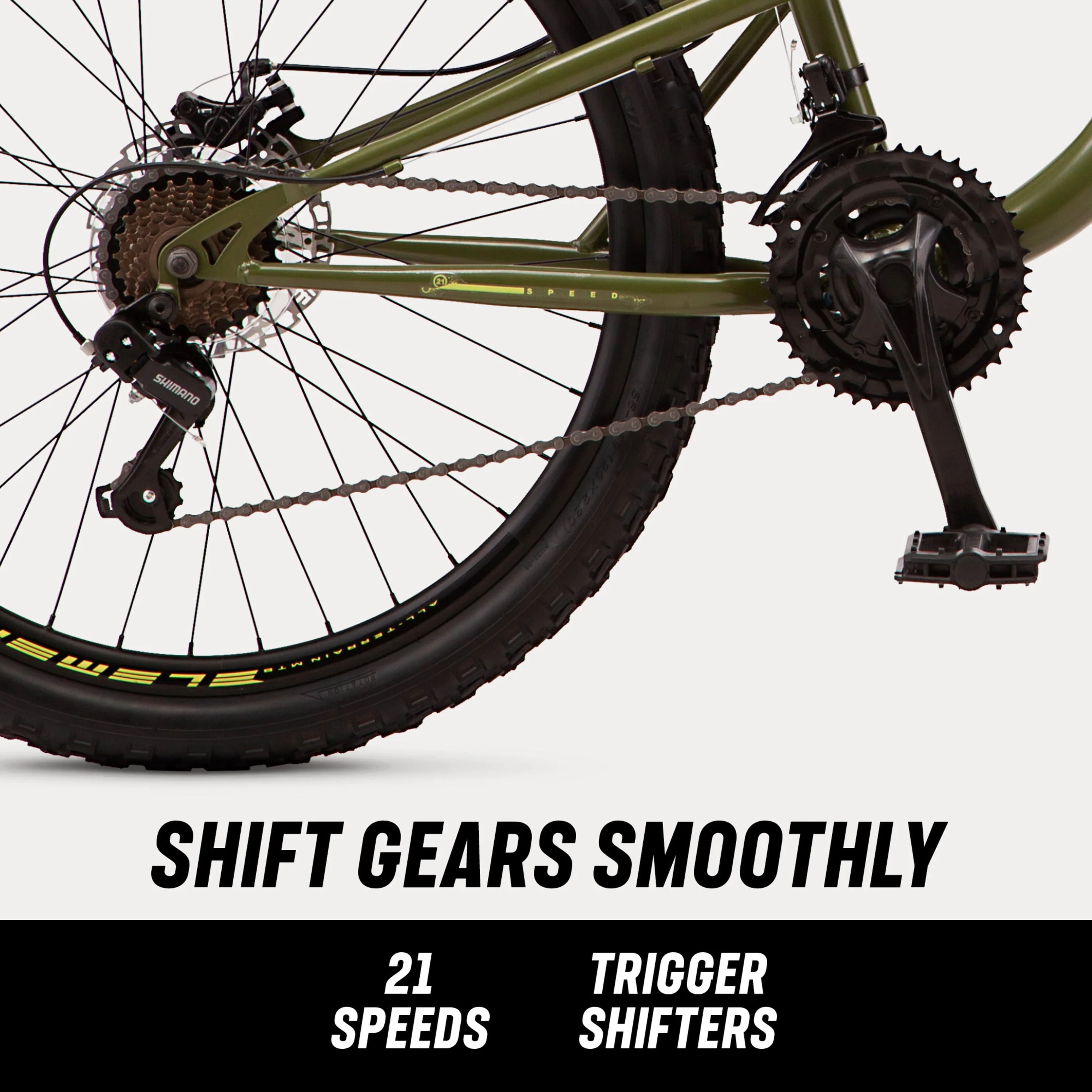 Bash Suspension mountain bike, 21 speeds, 26-inch wheels, green - Image 5