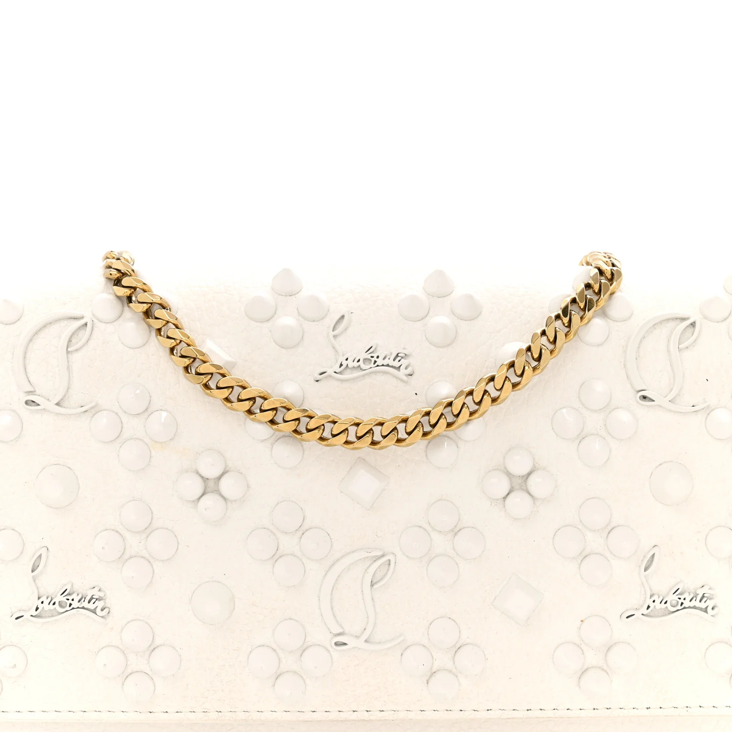 Calfskin Spikes Loubinthesky Paloma Wallet On Chain White