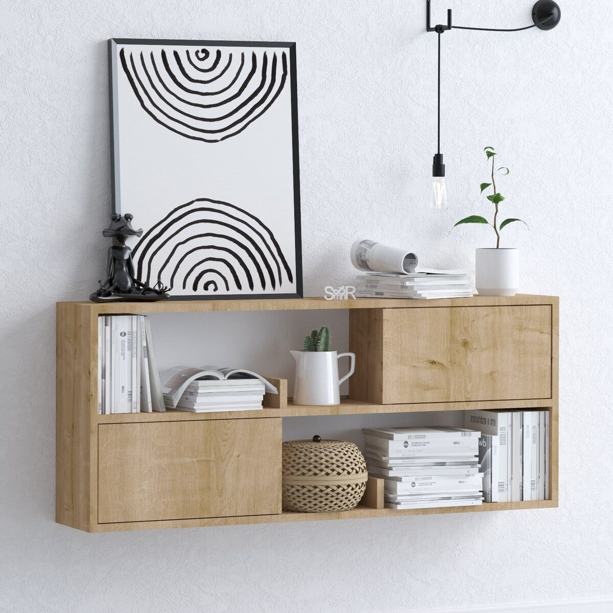 Calicosy - Hangplank met 2 deuren FLORA - B120 cm - Houtlook