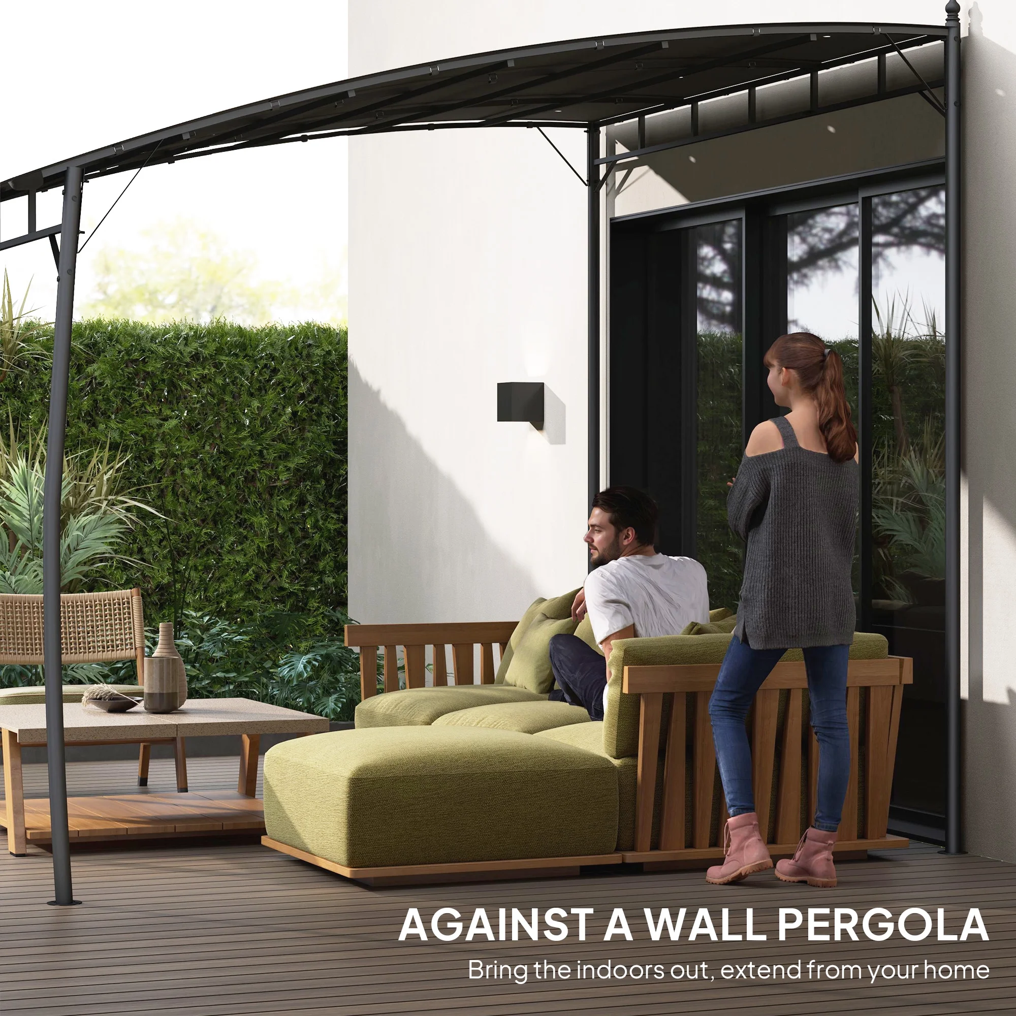 10' x 10' Pergola with UV-Resistant Canopy, Outdoor Sun Shade Shelter for Porch, Patio, Deck, Backyard, Charcoal Gray - Image 3