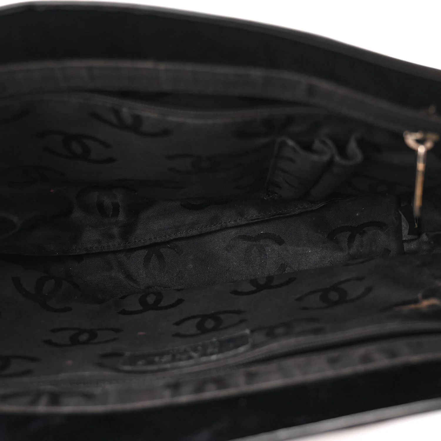 Patent Pony Hair Small Pocket Tote Black