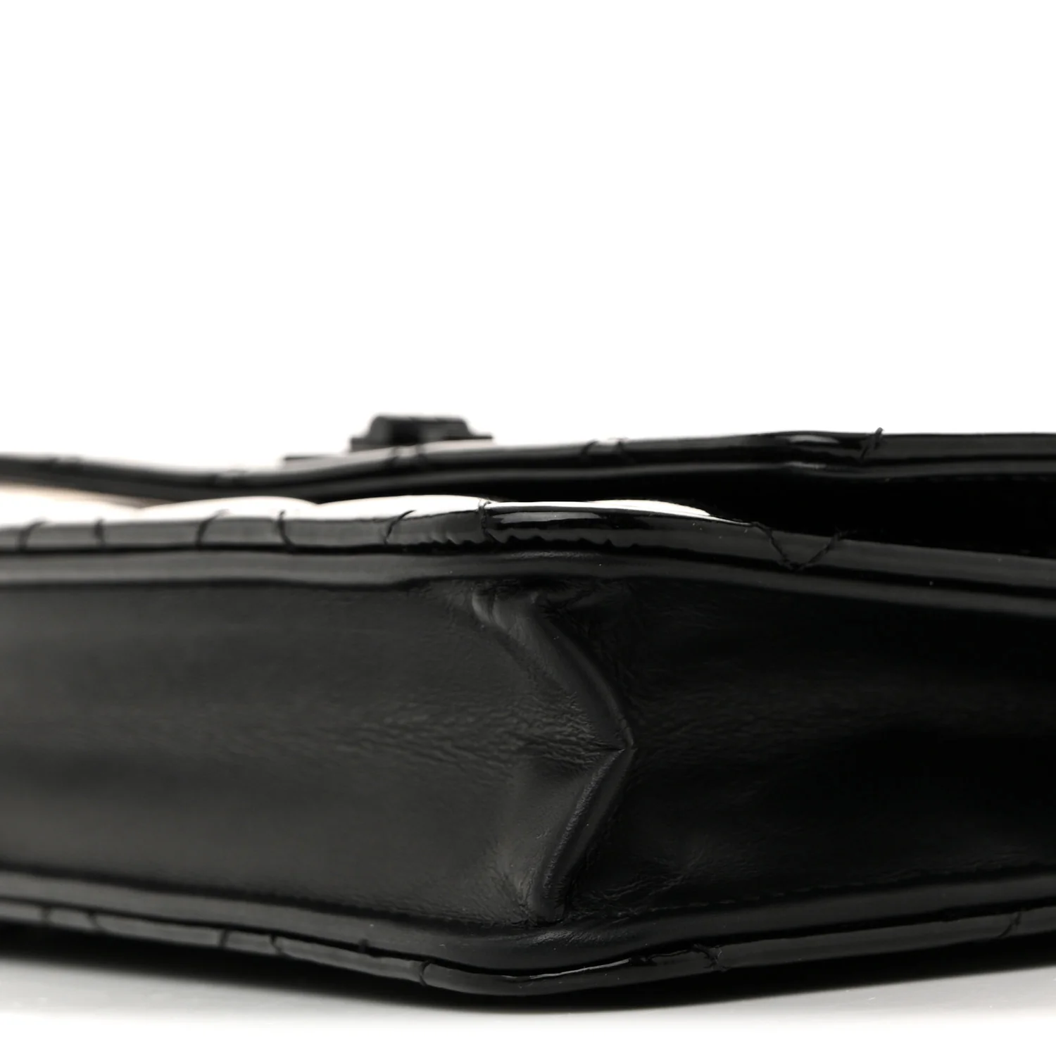 Patent Calfskin Quilted Reissue Wallet On Chain WOC So Black