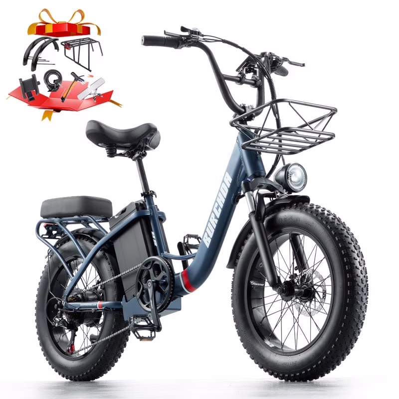 Electric Bike for Adults 20'', 800W UL2849 48V 32AH 110Miles Long Range Ebike up to 30mph Full Suspension E mountain bike 4 0 Fat Tire Off road, 2 Seats outdoor Dual Disc Brakes Electric bicycle(Blue)