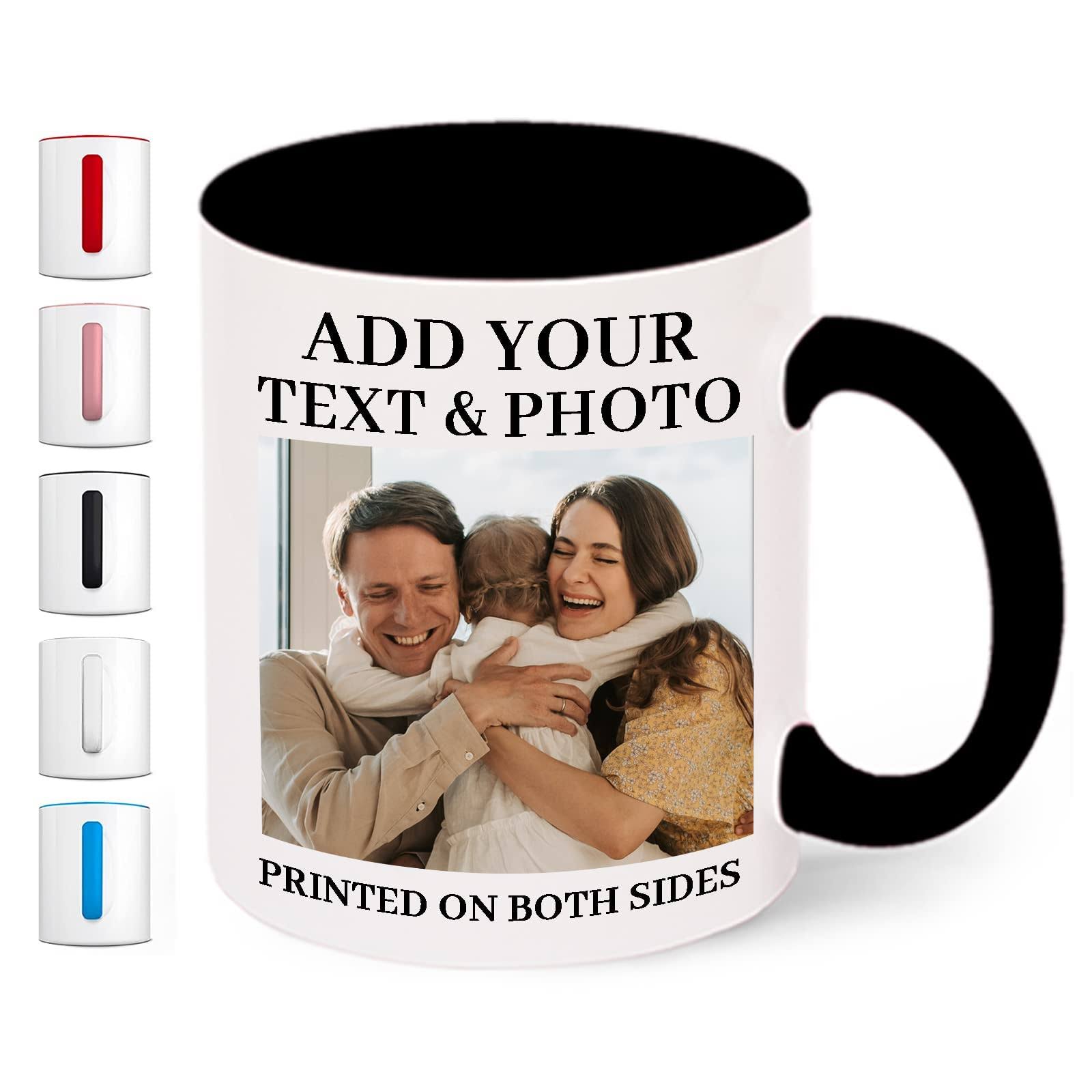 Personalized Photo Mug Custom Mug Design Your Own Style with Words Picture, 11oz Multiple Colors Personalized Gifts Custom Cups for Birthday