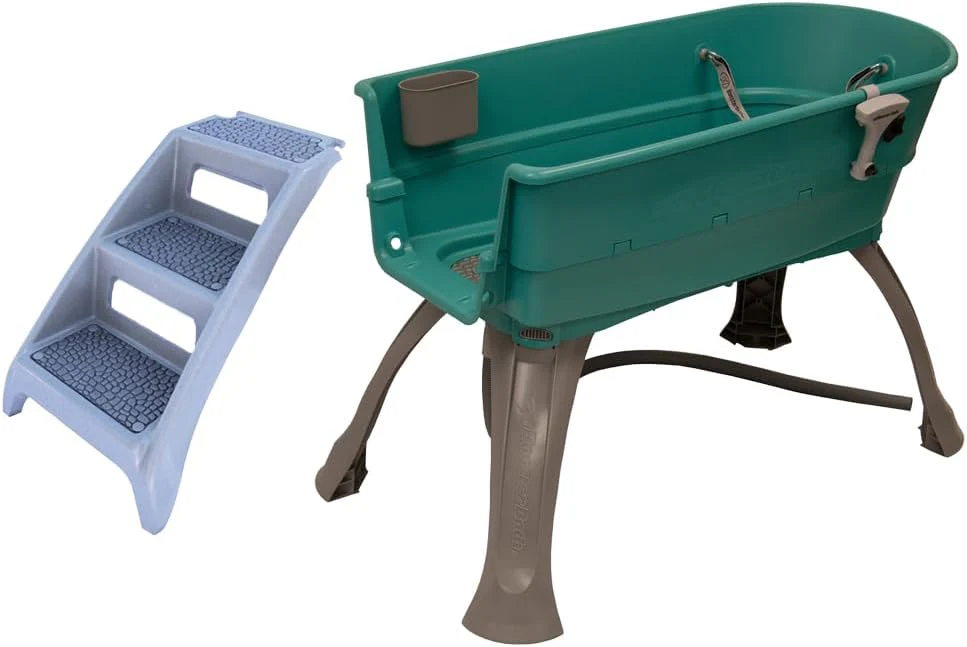 Baignoire surélevée pour animaux de compagnie, grand escalier turquoise combiné