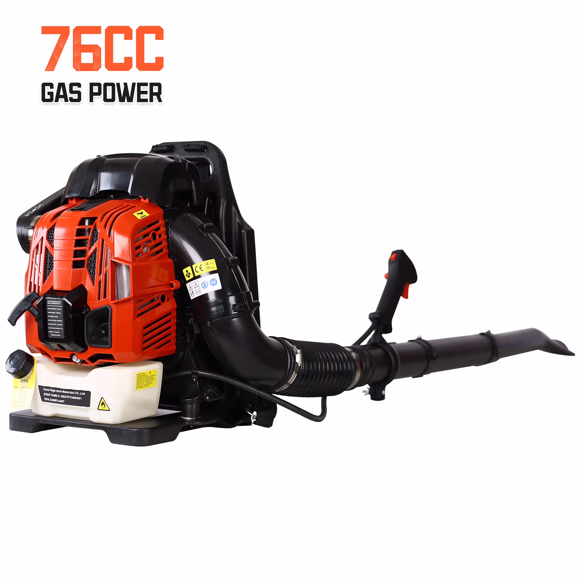 Backpack Leaf Blower Gas Powered 76CC, Upgraded Cordless Leaf Blower 750CFM Powerful, with Adjustable Handle Extended Tube for Yard(76CC-Red)