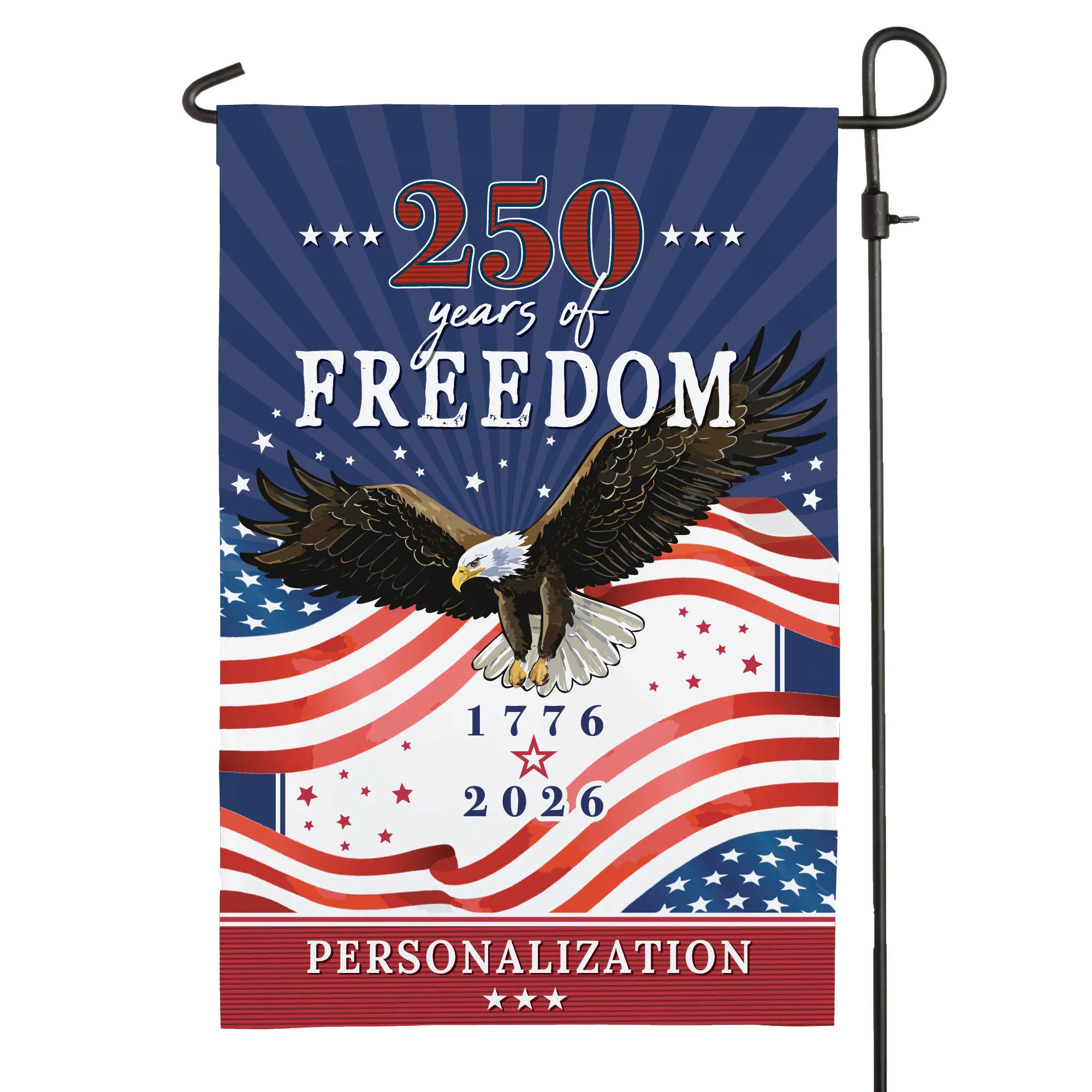 Personalized 250 Years of Freedom with Family Name Garden Flag