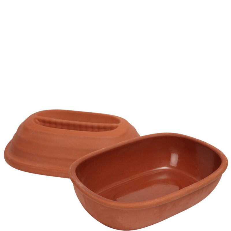 Terracotta kyllingroaster med lokk 30x21 cm
