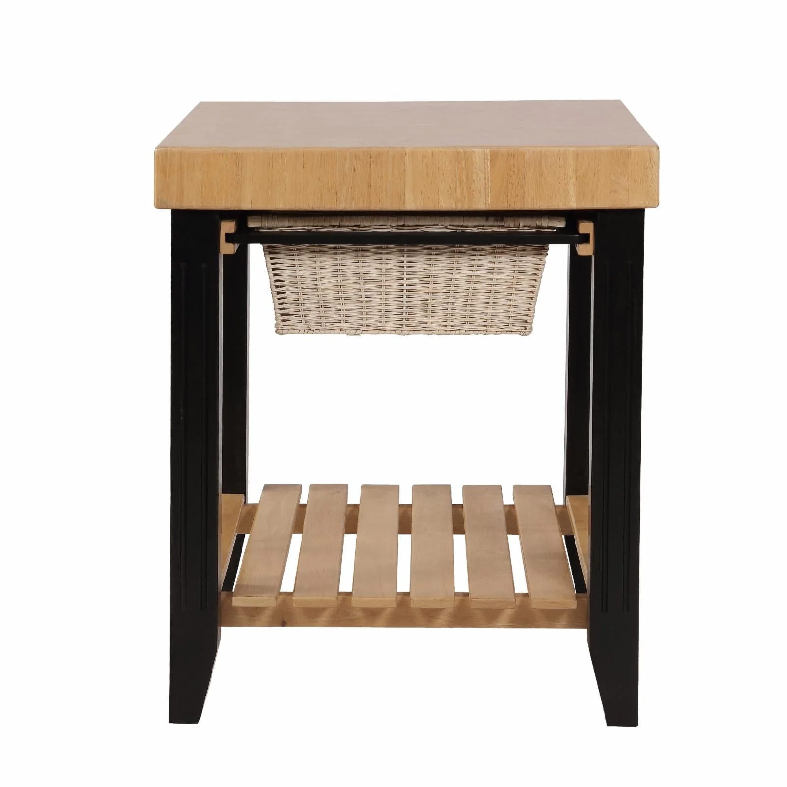 Kolton Square Kitchen Island, Black and Natural with Butcher Block Top(Black and Natural with Butcher Block Top) Image 3