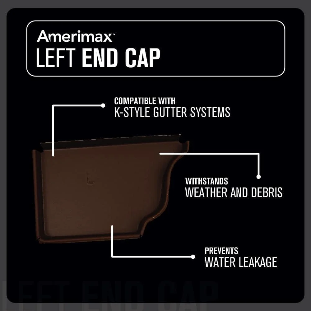 Aluminum Gutter Left End Cap, Royal Brown, 5.25 in. (AFEC525LRB)